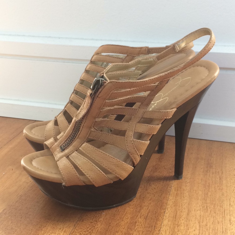 Jessica Simpson Gobow Heel Sandals - Tan/Brown - 6
